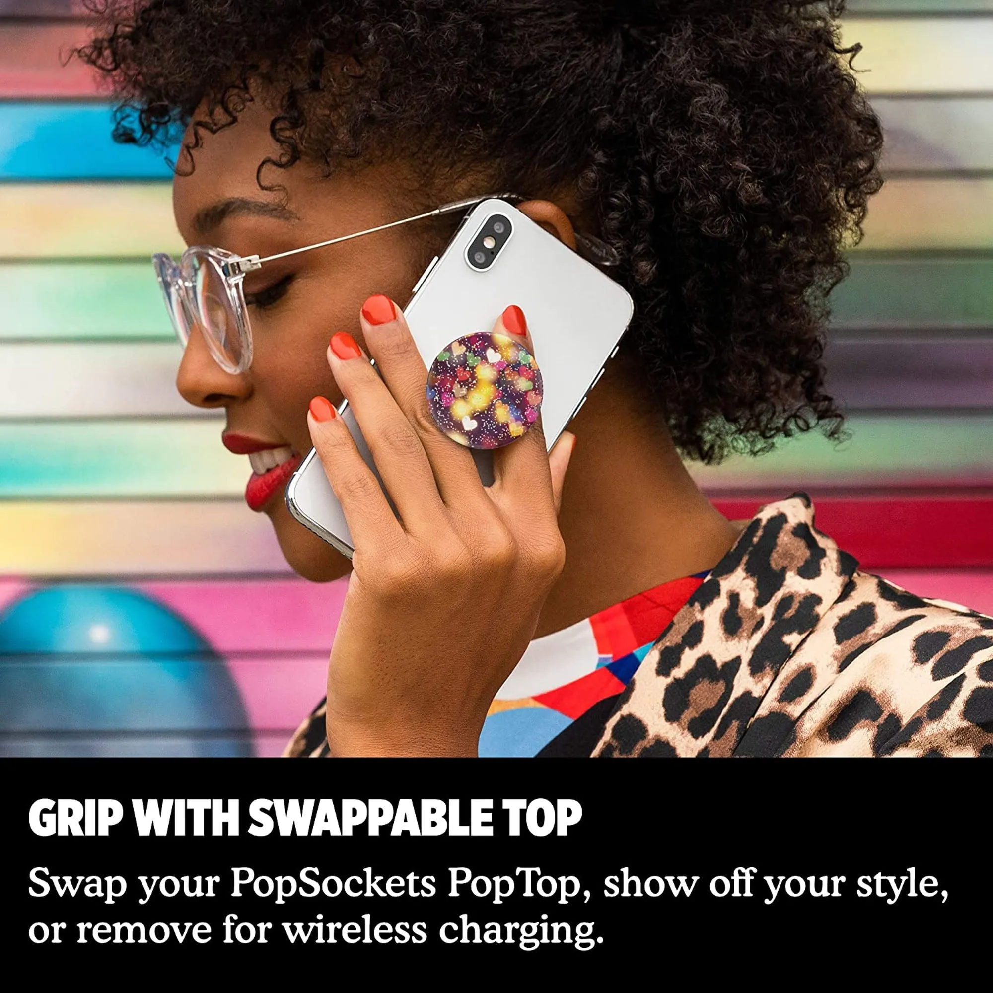 PopSockets Swappable Popgrip Premium - Glitter Bokeh Hearts