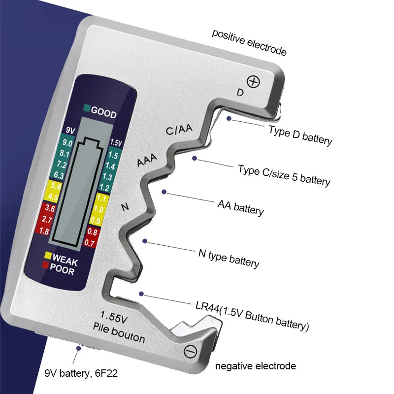 Portable Universal LCD Digital Battery Tester: AA-AAA-9V-1.5V