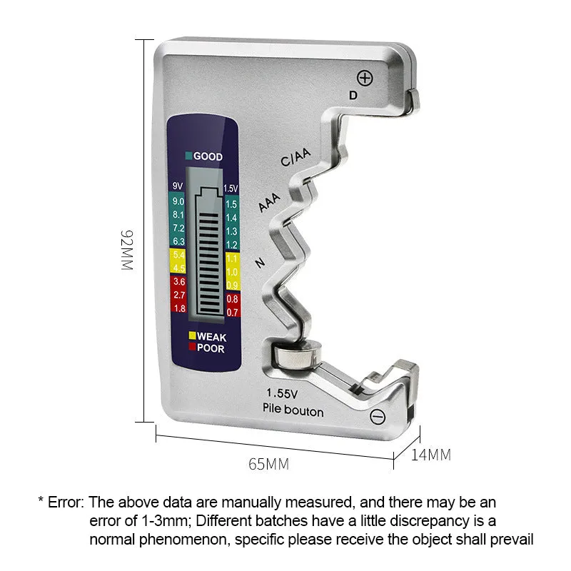 Portable Universal LCD Digital Battery Tester: AA-AAA-9V-1.5V