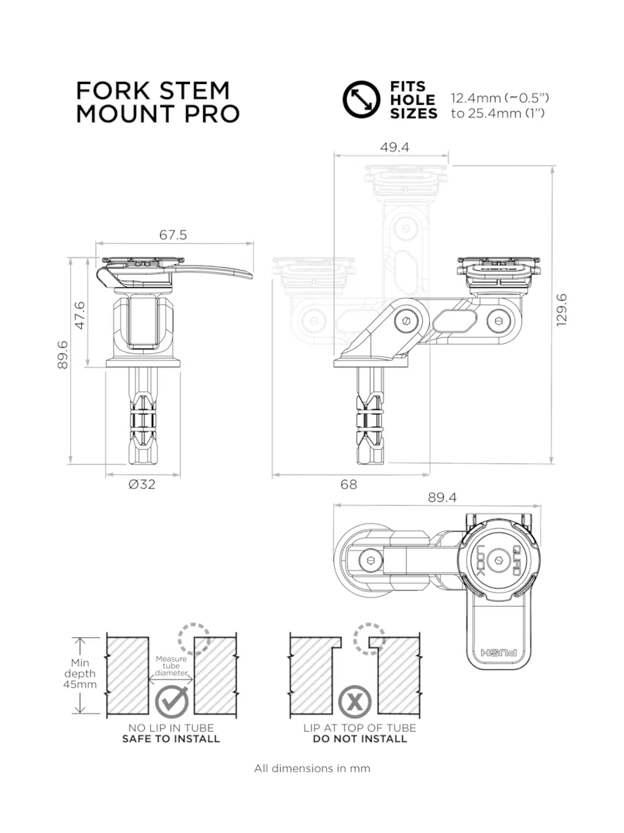 Quad Lock Motorcycle Fork Stem Mount Pro