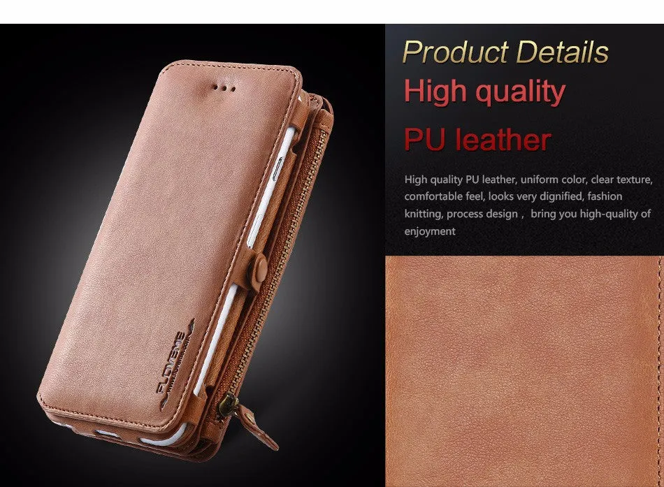 Retro Folded Wallet Case for iPhone 6/ 6S for iPhone 6 Plus/ 6S Plus 2 in 1 Leather Cover Original Brand Flip Stand Metal Buckle