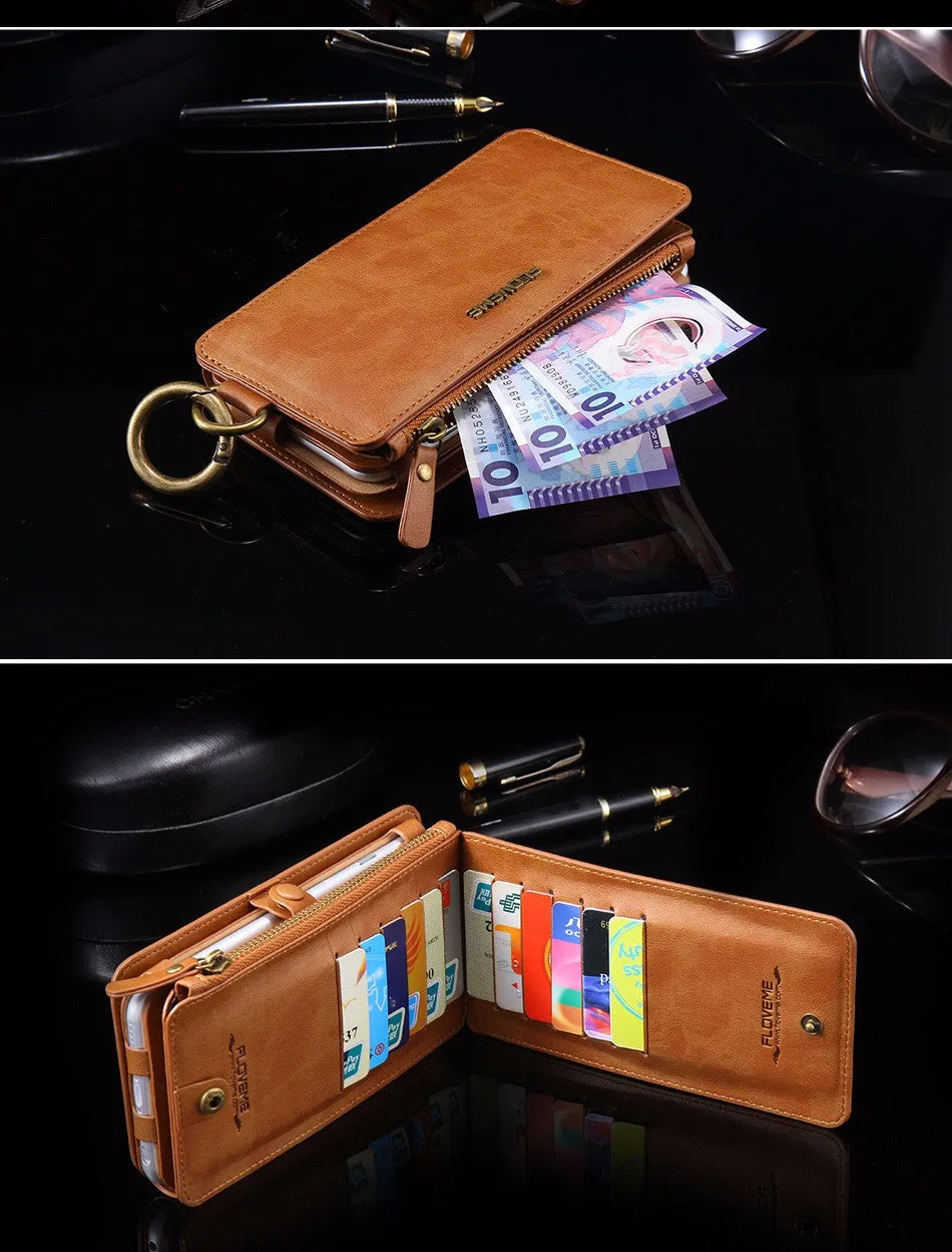 Retro Folded Wallet Case for iPhone 6/ 6S for iPhone 6 Plus/ 6S Plus 2 in 1 Leather Cover Original Brand Flip Stand Metal Buckle