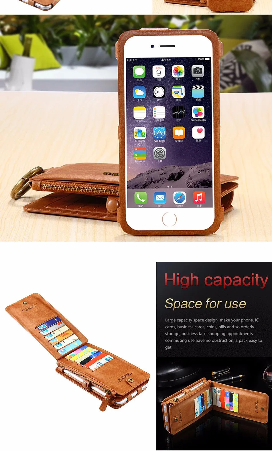 Retro Folded Wallet Case for iPhone 6/ 6S for iPhone 6 Plus/ 6S Plus 2 in 1 Leather Cover Original Brand Flip Stand Metal Buckle