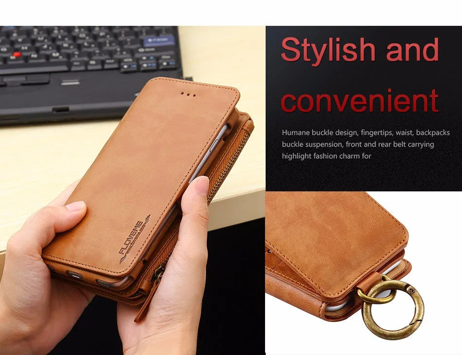 Retro Folded Wallet Case for iPhone 6/ 6S for iPhone 6 Plus/ 6S Plus 2 in 1 Leather Cover Original Brand Flip Stand Metal Buckle