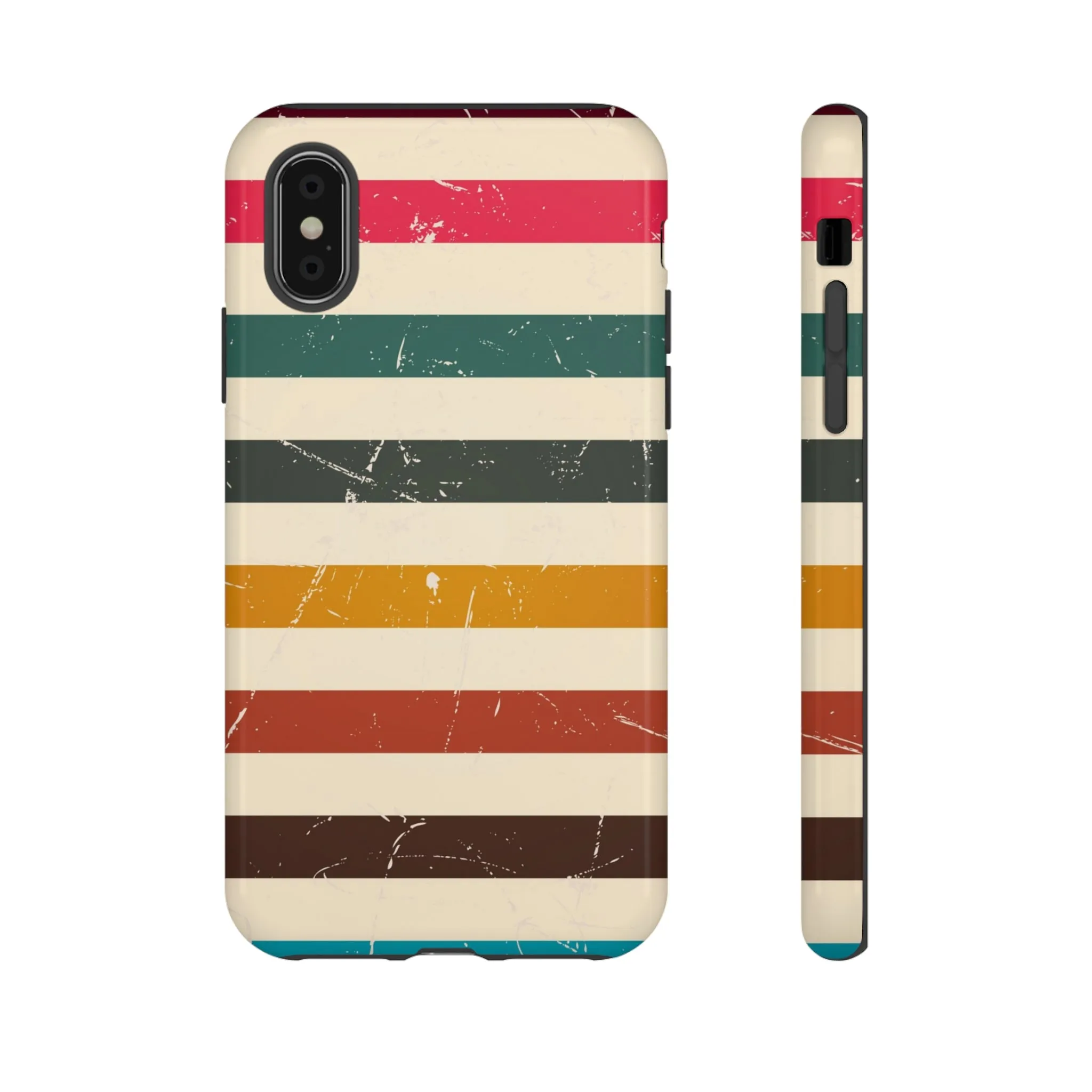 Retro stripes Iphone 14 13 12 Pro Case, Cute Aesthetic Tough Cases 11 8 Plus X XR XS Max Samsung Galaxy Google Pixel Phone Cover