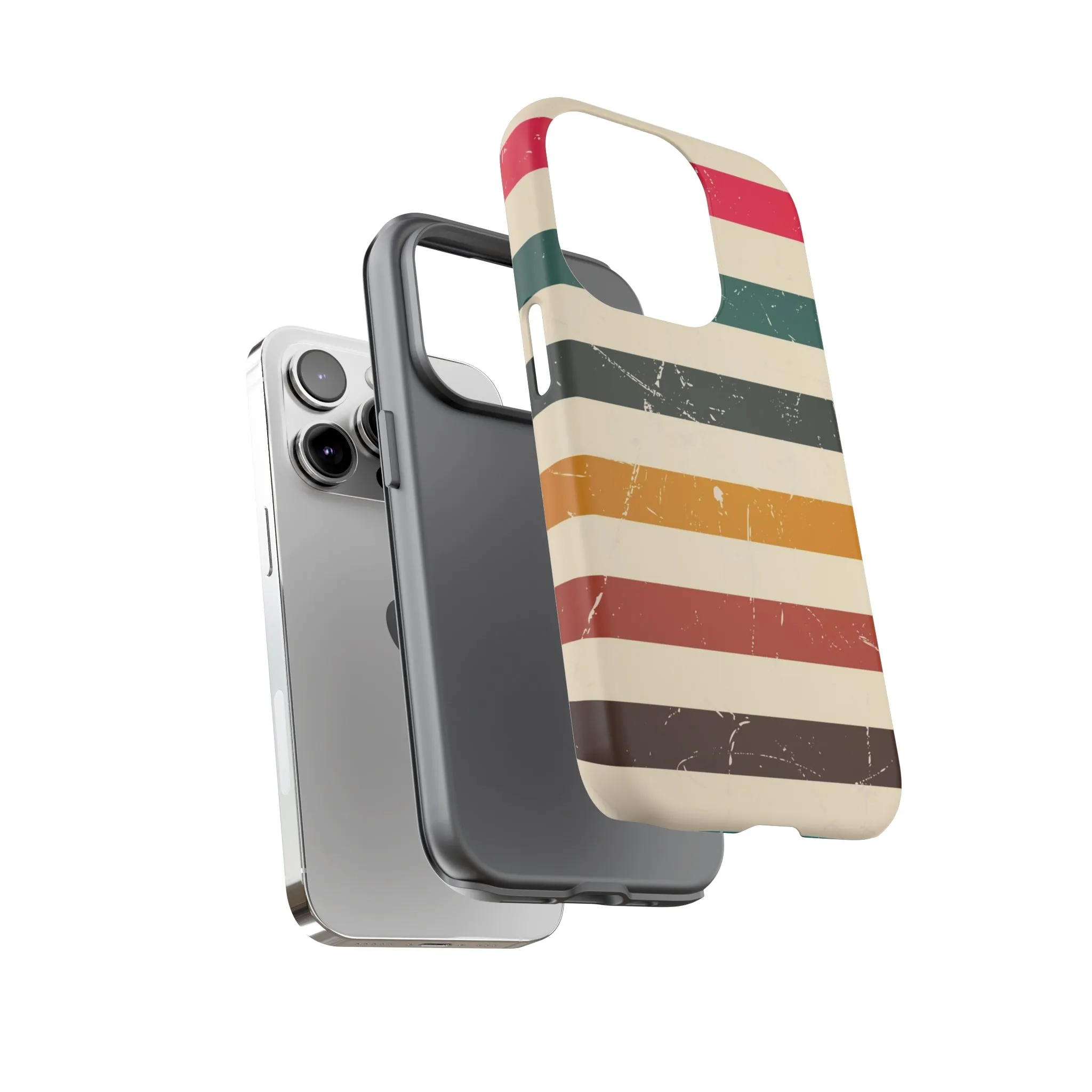 Retro stripes Iphone 14 13 12 Pro Case, Cute Aesthetic Tough Cases 11 8 Plus X XR XS Max Samsung Galaxy Google Pixel Phone Cover