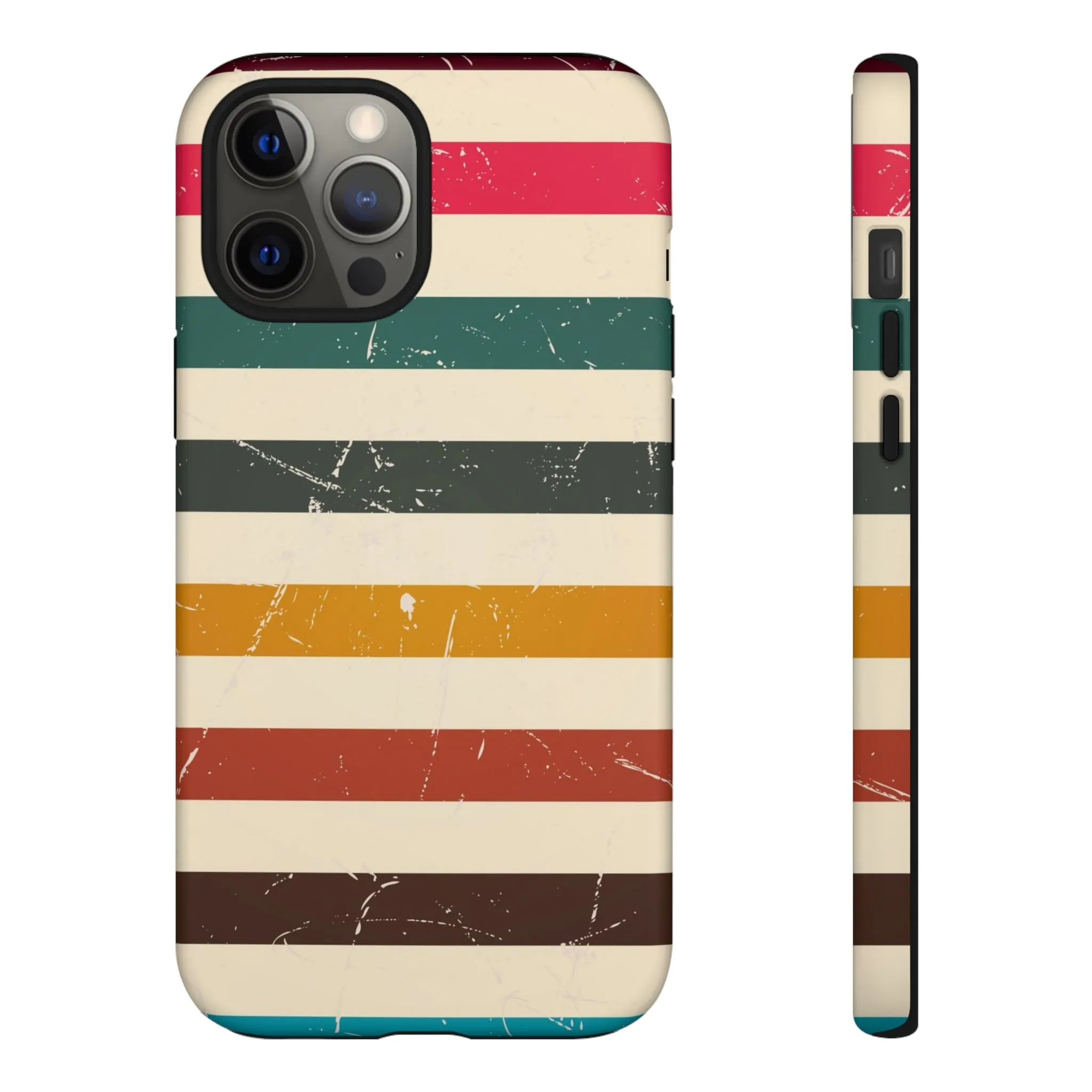 Retro stripes Iphone 14 13 12 Pro Case, Cute Aesthetic Tough Cases 11 8 Plus X XR XS Max Samsung Galaxy Google Pixel Phone Cover