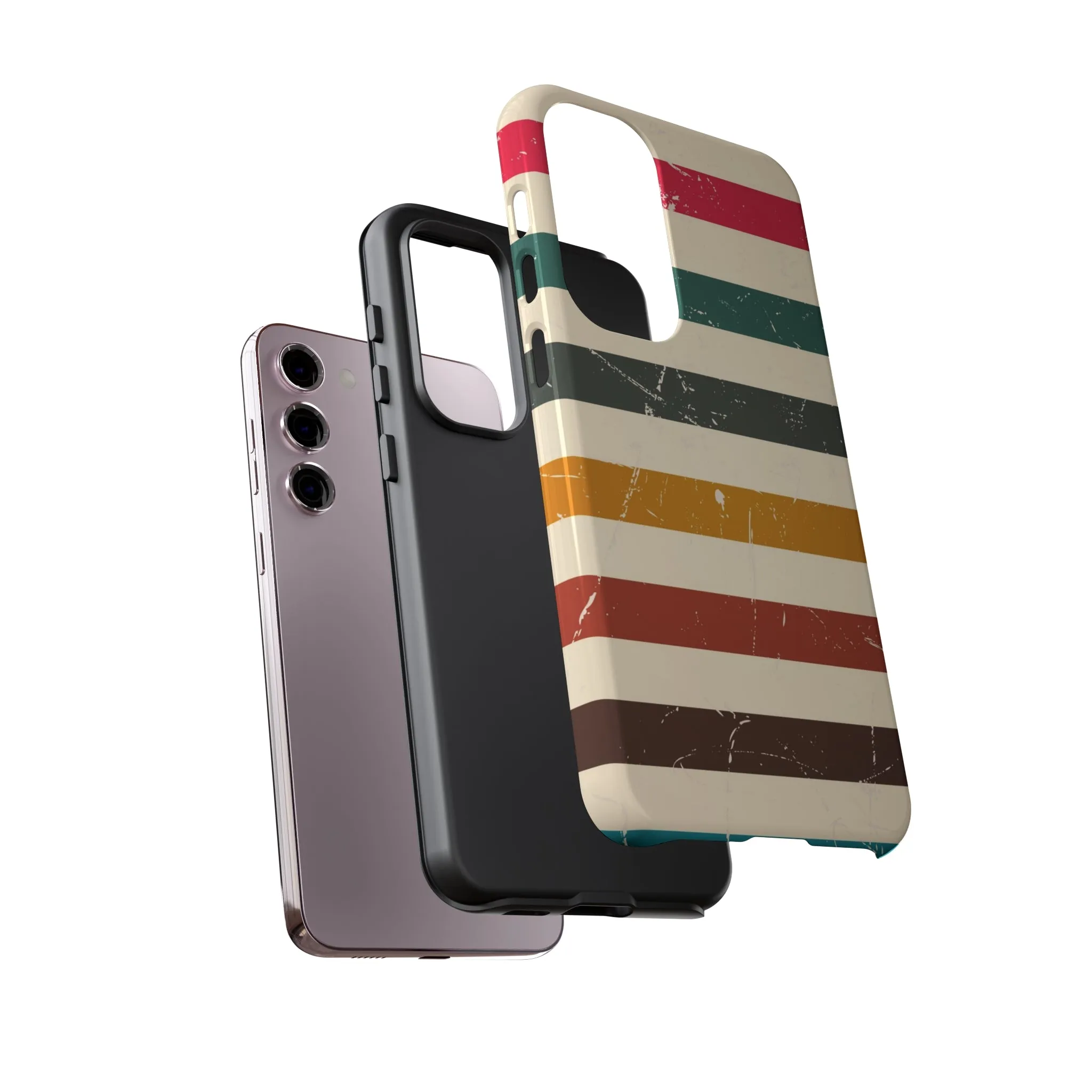 Retro stripes Iphone 14 13 12 Pro Case, Cute Aesthetic Tough Cases 11 8 Plus X XR XS Max Samsung Galaxy Google Pixel Phone Cover