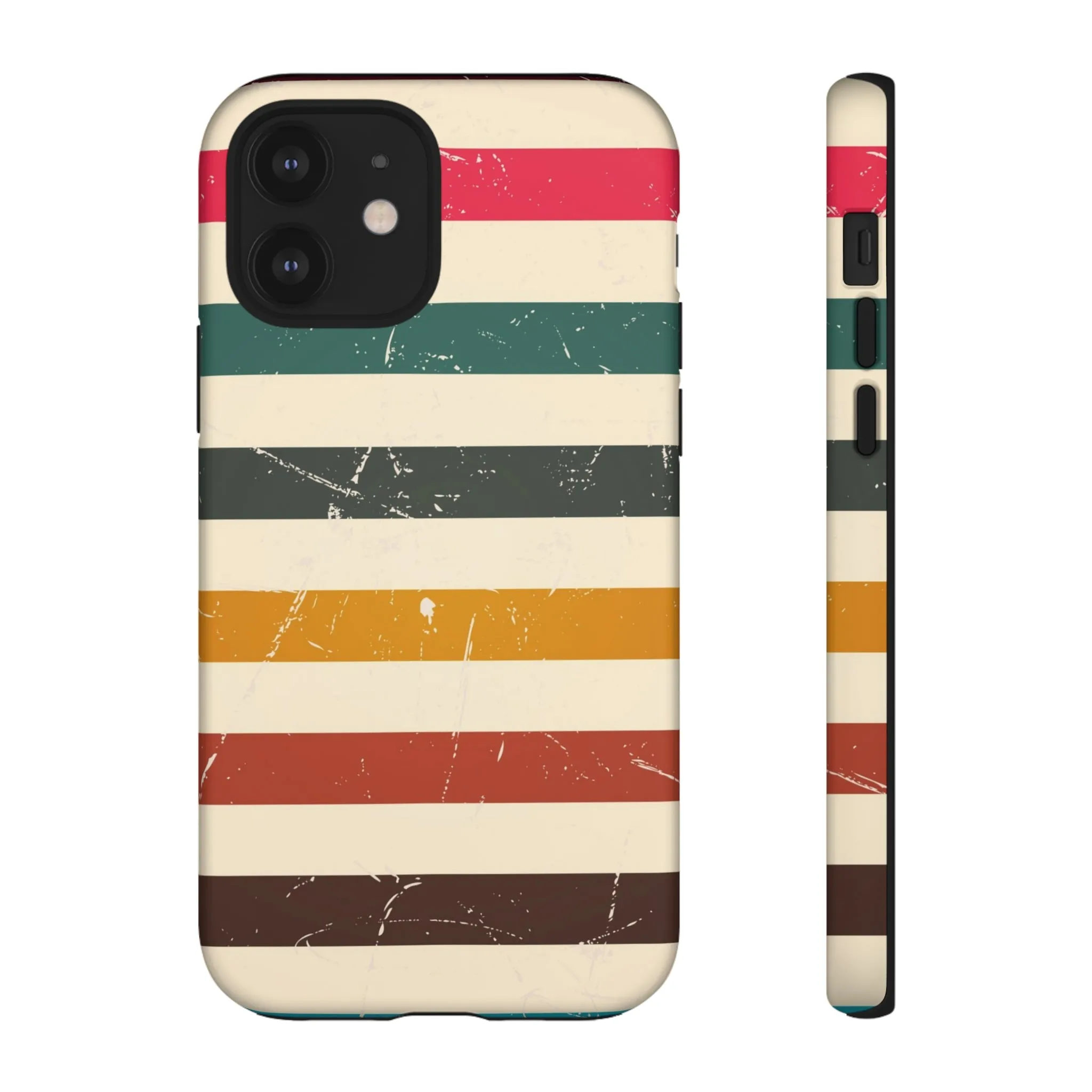 Retro stripes Iphone 14 13 12 Pro Case, Cute Aesthetic Tough Cases 11 8 Plus X XR XS Max Samsung Galaxy Google Pixel Phone Cover