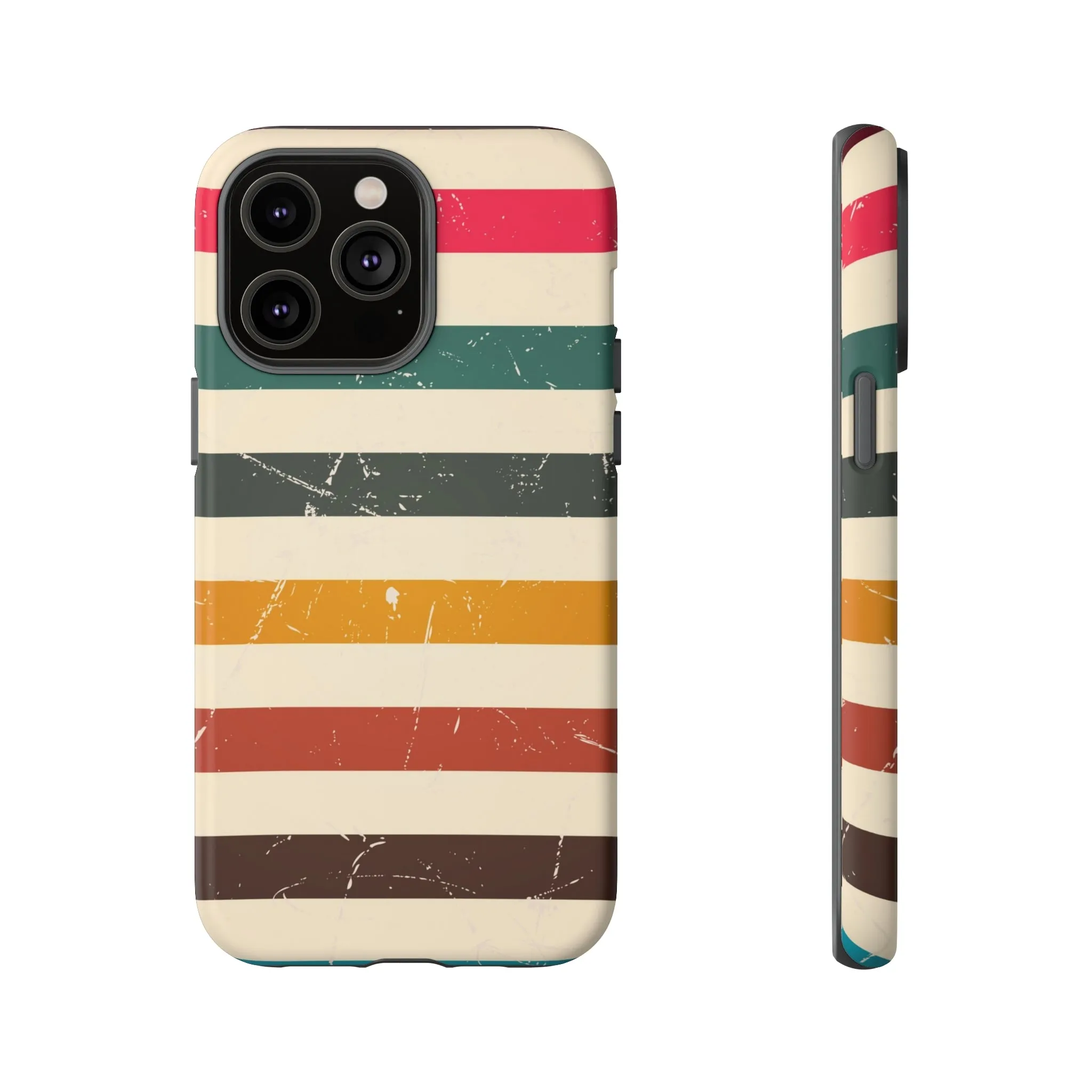 Retro stripes Iphone 14 13 12 Pro Case, Cute Aesthetic Tough Cases 11 8 Plus X XR XS Max Samsung Galaxy Google Pixel Phone Cover