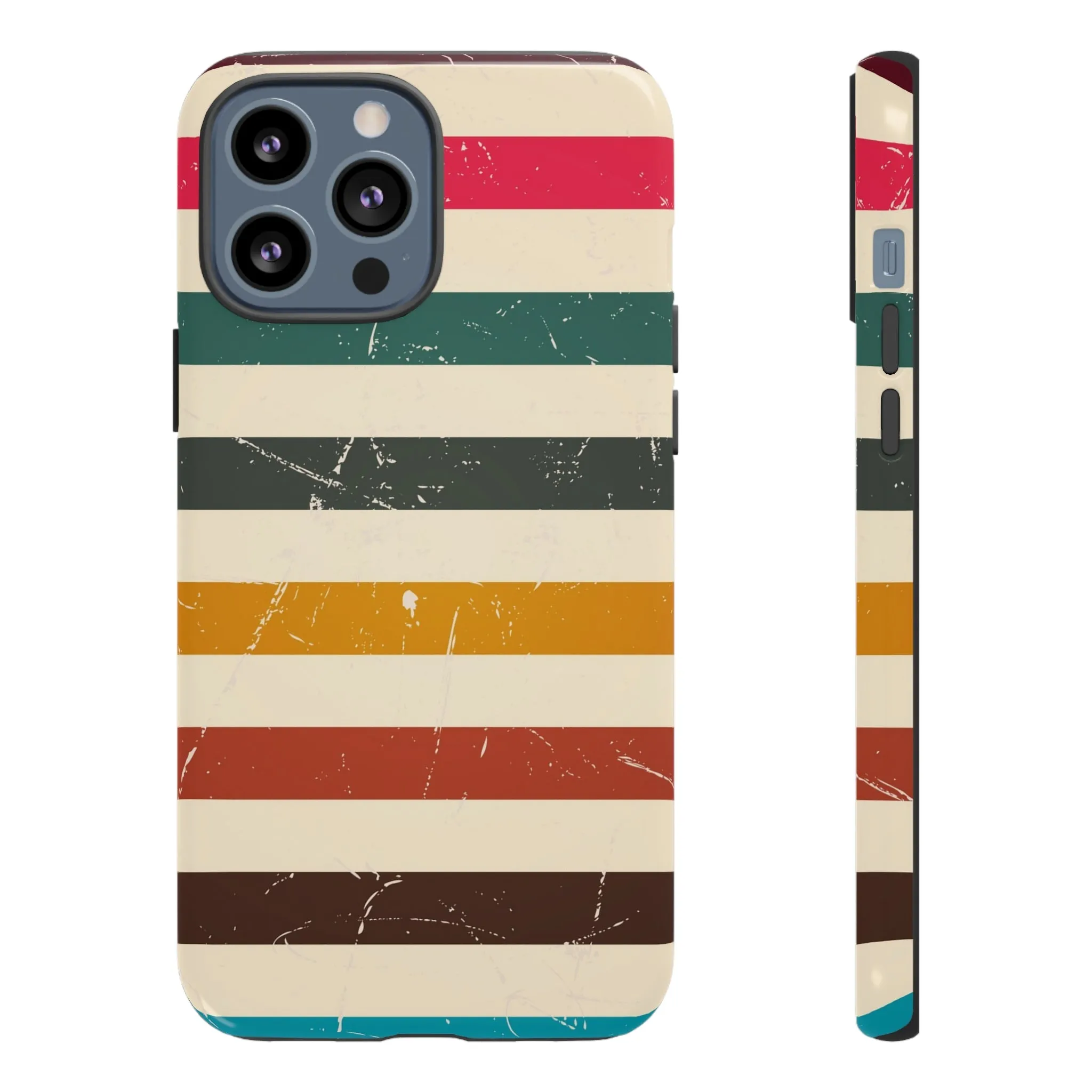 Retro stripes Iphone 14 13 12 Pro Case, Cute Aesthetic Tough Cases 11 8 Plus X XR XS Max Samsung Galaxy Google Pixel Phone Cover