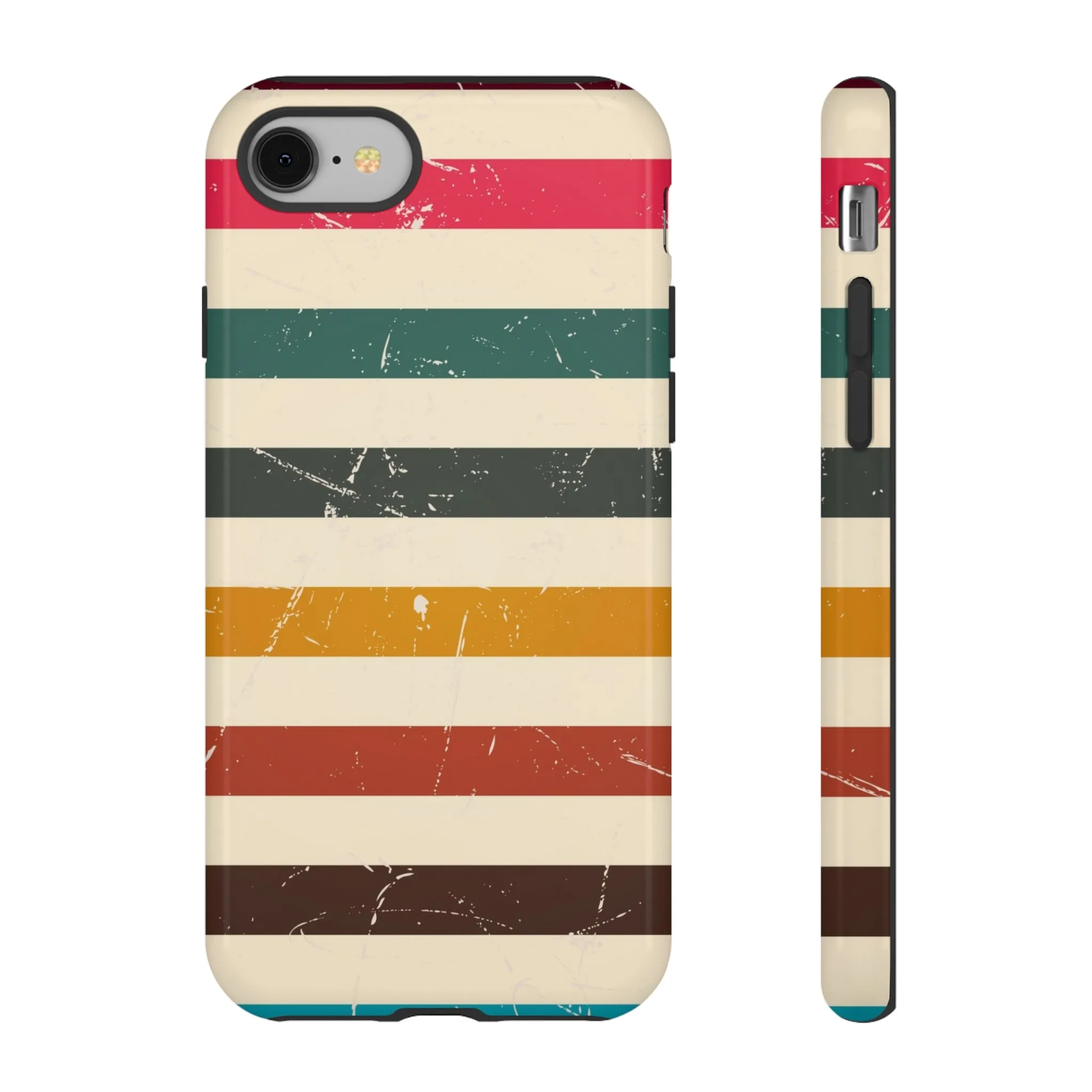 Retro stripes Iphone 14 13 12 Pro Case, Cute Aesthetic Tough Cases 11 8 Plus X XR XS Max Samsung Galaxy Google Pixel Phone Cover