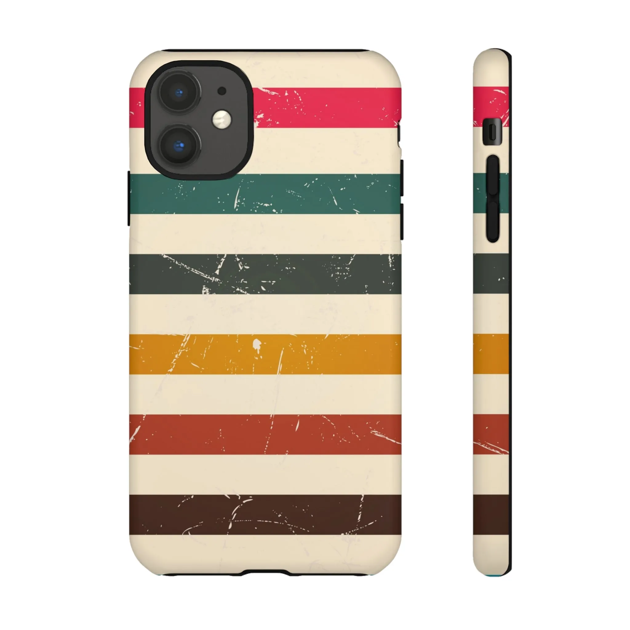 Retro stripes Iphone 14 13 12 Pro Case, Cute Aesthetic Tough Cases 11 8 Plus X XR XS Max Samsung Galaxy Google Pixel Phone Cover