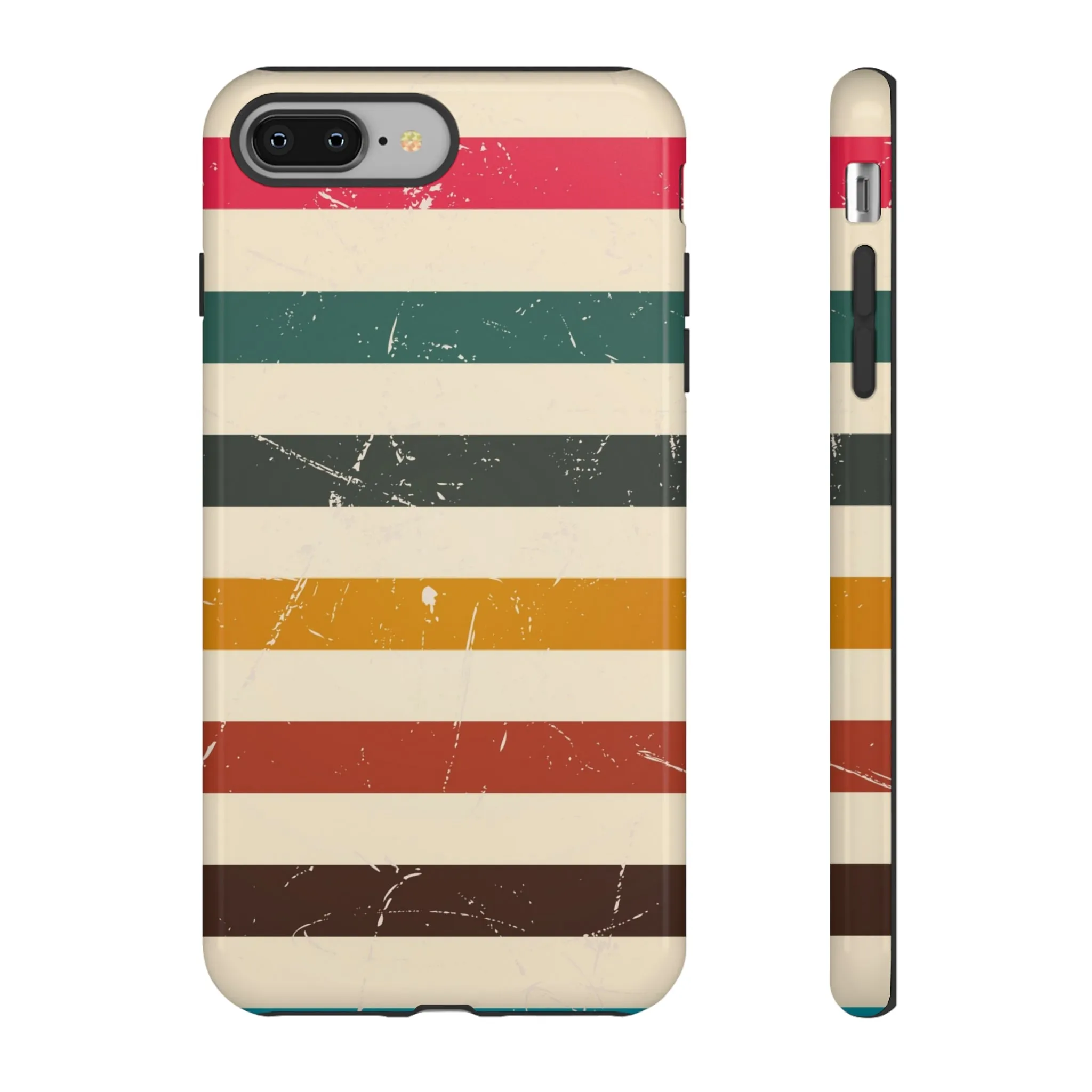 Retro stripes Iphone 14 13 12 Pro Case, Cute Aesthetic Tough Cases 11 8 Plus X XR XS Max Samsung Galaxy Google Pixel Phone Cover