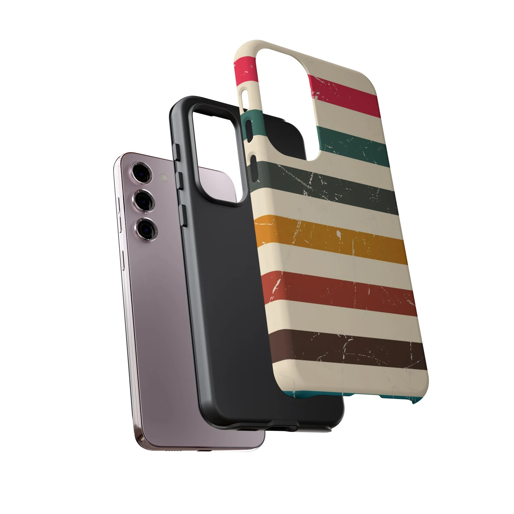 Retro stripes Iphone 14 13 12 Pro Case, Cute Aesthetic Tough Cases 11 8 Plus X XR XS Max Samsung Galaxy Google Pixel Phone Cover