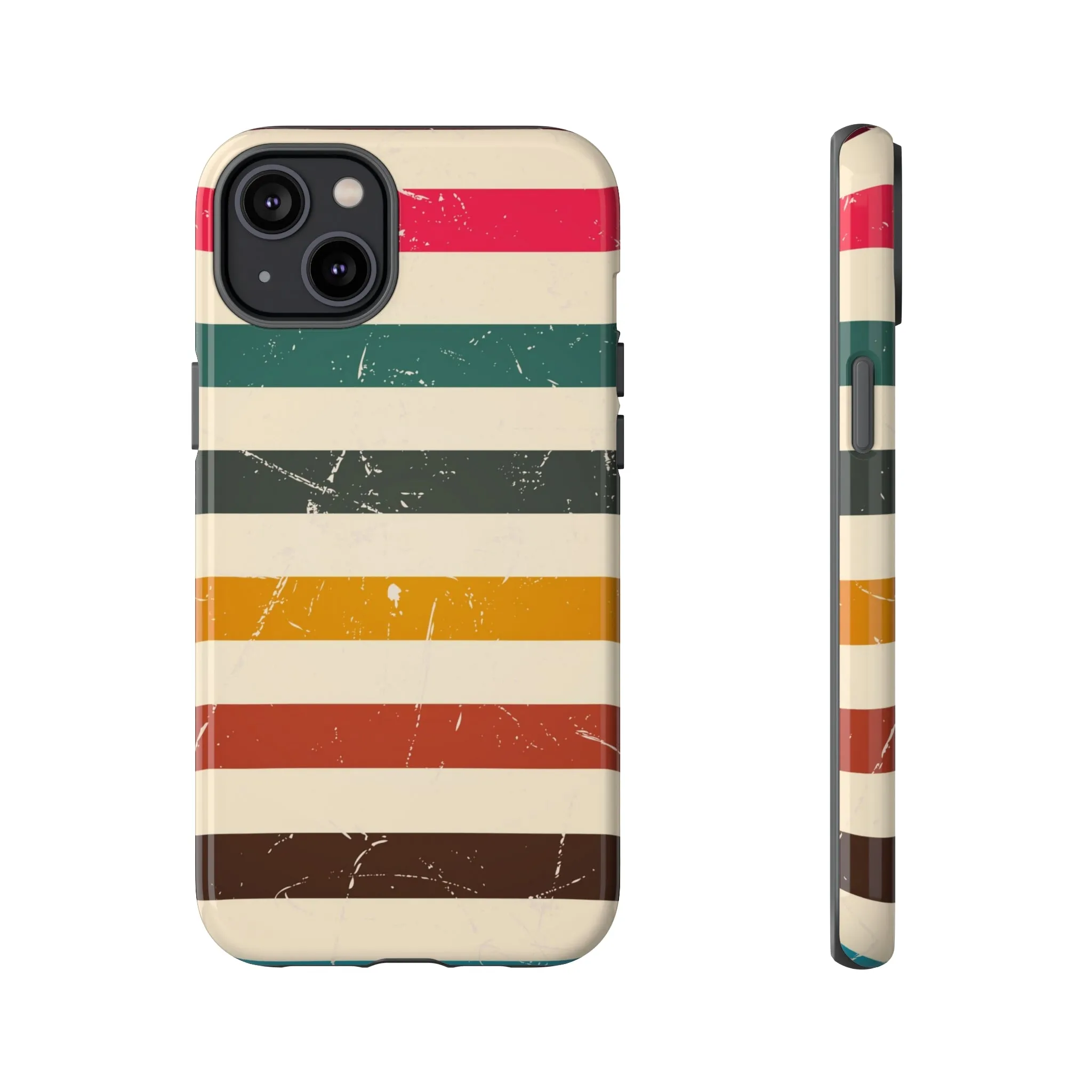 Retro stripes Iphone 14 13 12 Pro Case, Cute Aesthetic Tough Cases 11 8 Plus X XR XS Max Samsung Galaxy Google Pixel Phone Cover