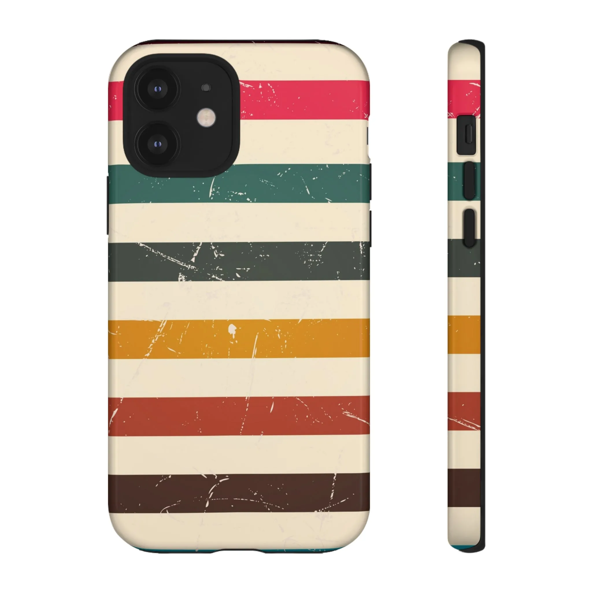 Retro stripes Iphone 14 13 12 Pro Case, Cute Aesthetic Tough Cases 11 8 Plus X XR XS Max Samsung Galaxy Google Pixel Phone Cover