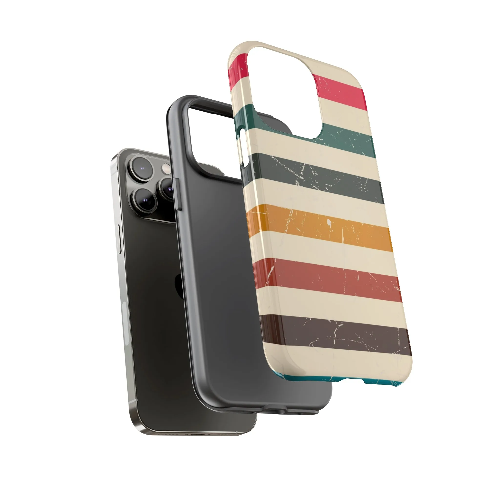 Retro stripes Iphone 14 13 12 Pro Case, Cute Aesthetic Tough Cases 11 8 Plus X XR XS Max Samsung Galaxy Google Pixel Phone Cover