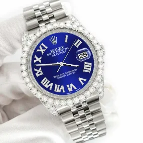 Rolex Datejust 116200 36mm 4.2CT Diamond Bezel/Lugs/Navy Blue Dial Steel Watch TFJ-142508657