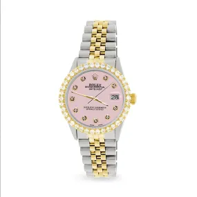 Rolex Datejust 2-Tone Watch 3.05ct Diamond Bezel/Orchid Pink Diamond Dial TFJ-142508552