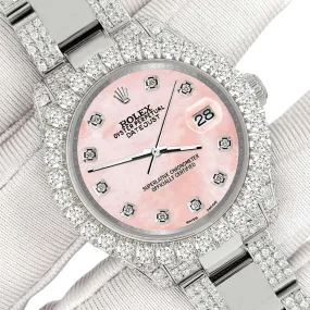 Rolex Datejust 31mm Pave 7.2ct Iced Diamond Royal Pink MOP Watch  TFJ-142508486