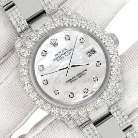 Rolex Datejust 31mm Pave 7.2ct Iced Diamond White MOP Watch  TFJ-142508487