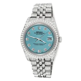 Rolex Datejust 36mm 10.2ct Diamond Turquoise Track Jubilee Watch  TFJ-142508391