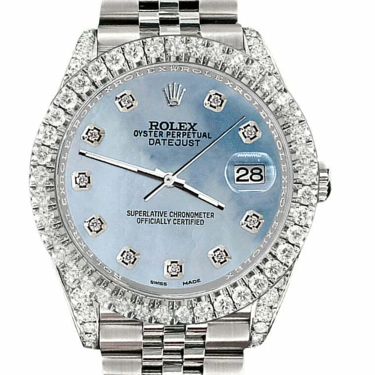 Rolex Datejust 41 4.4CT Diamond Bezel/Lugs/Sky Blue MOP  TFJ-142508585