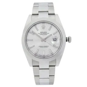 Rolex Datejust 41 Steel Silver Dial Smooth Bezel Oyster Automatic Watch  TFJ-142508570