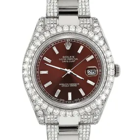 Rolex Datejust II 41mm Diamond Bezel/Lugs/Bracelet/Chocolate Baguette Dial TFJ-142508238