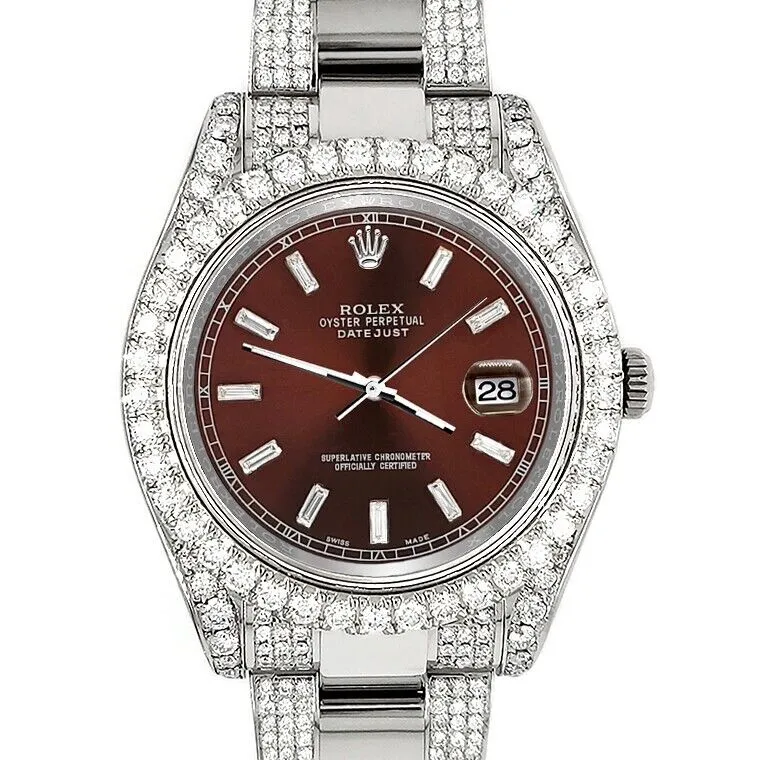 Rolex Datejust II 41mm Diamond Bezel/Lugs/Bracelet/Chocolate Baguette Dial TFJ-142508238