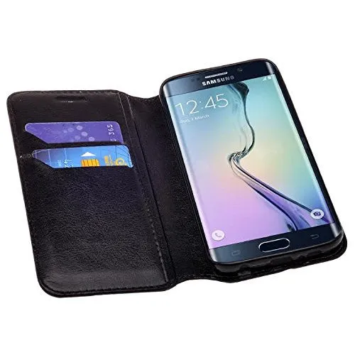 Samsung Galaxy S6 Wallet Case, Flip Fold[Kickstand] Pu Leather Wallet Case with ID & Card Slots for Galaxy S6 - Black