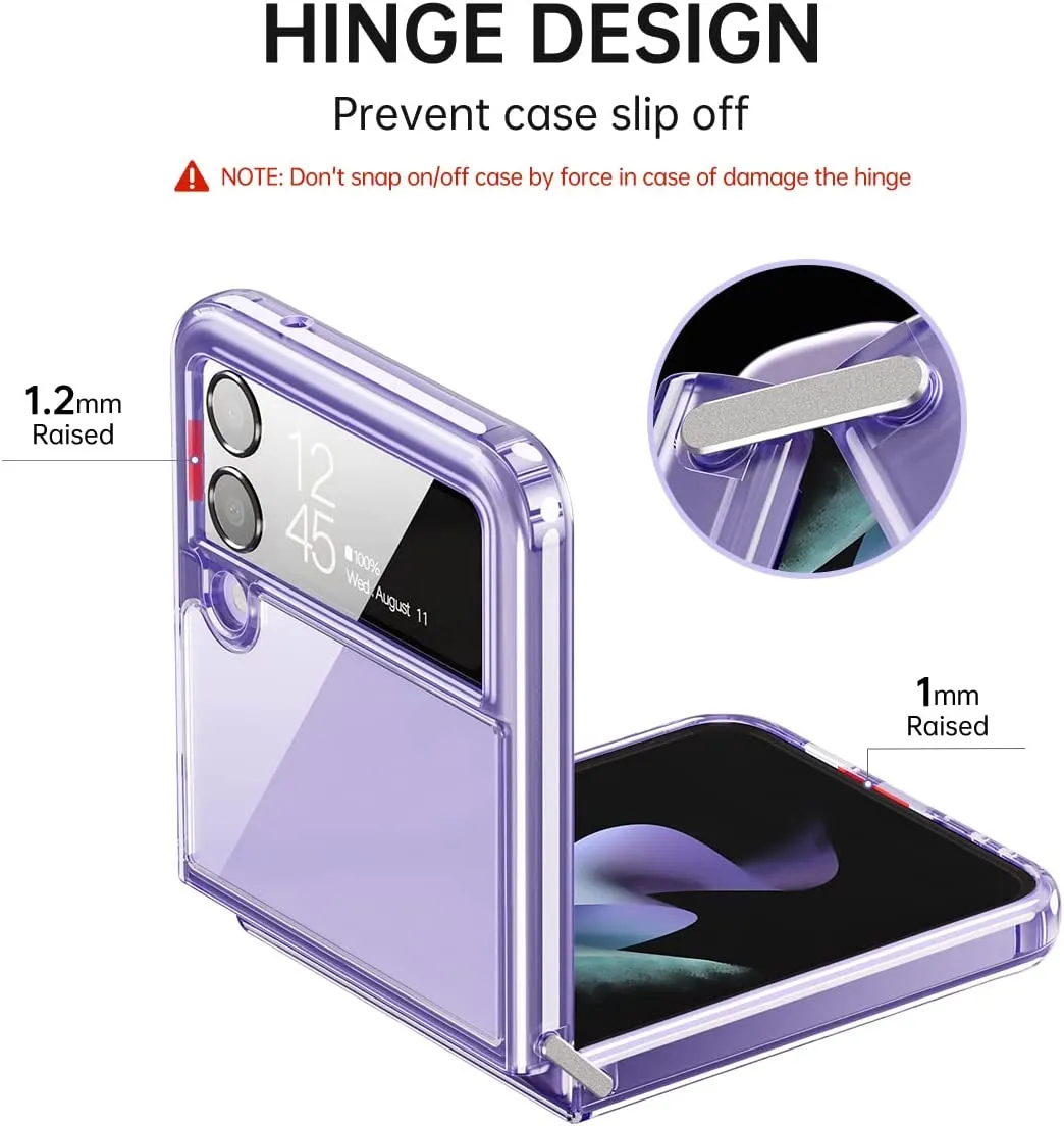 Samsung Galaxy Z flip 4 5G Clear Slim Phone Case Protective Cover - Purple