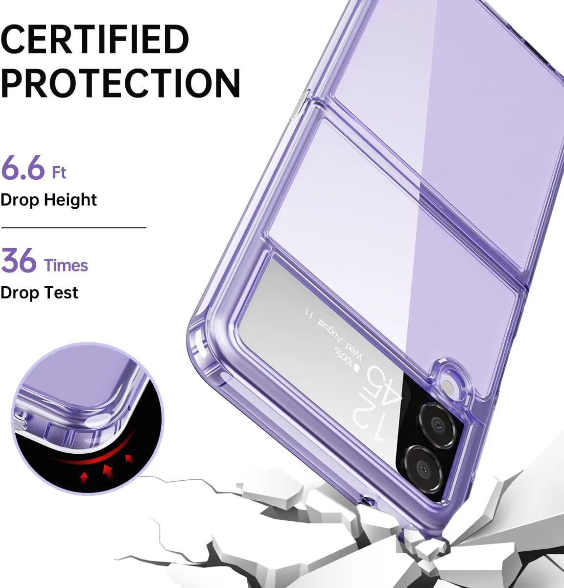 Samsung Galaxy Z flip 4 5G Clear Slim Phone Case Protective Cover - Purple