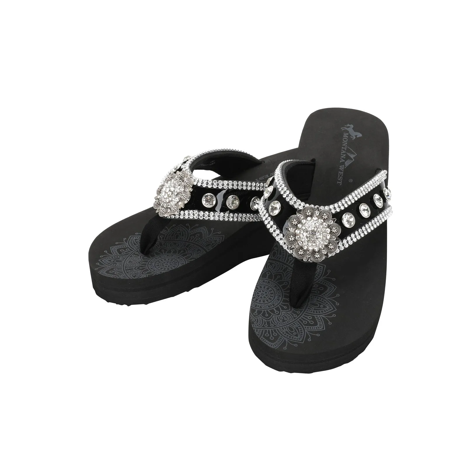 SE112-S001 Montana West Crystal Studs Flip Flops By Case (16 PAIRS/BOX)