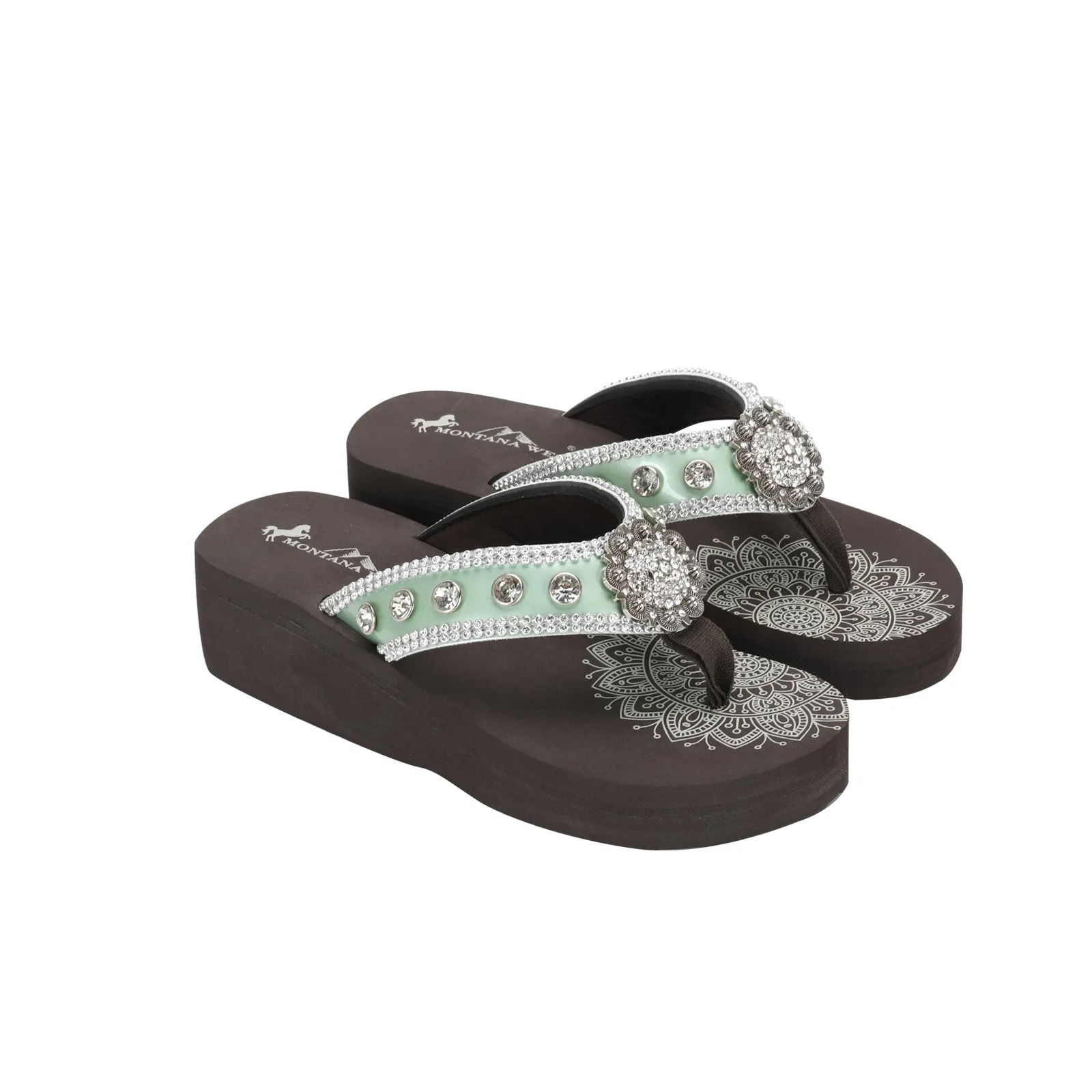 SE112-S001 Montana West Crystal Studs Flip Flops By Case (16 PAIRS/BOX)