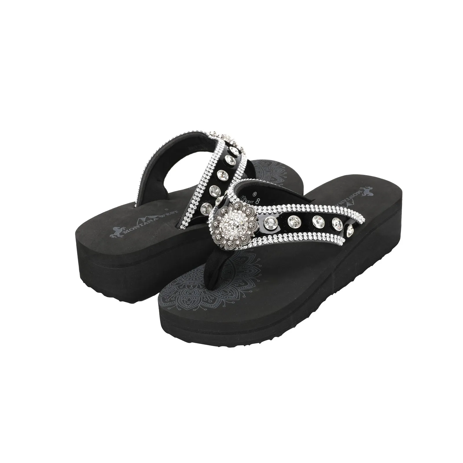 SE112-S001 Montana West Crystal Studs Flip Flops By Case (16 PAIRS/BOX)