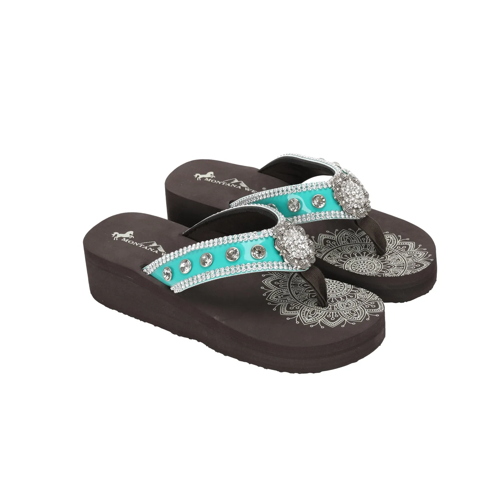 SE112-S001 Montana West Crystal Studs Flip Flops By Case (16 PAIRS/BOX)