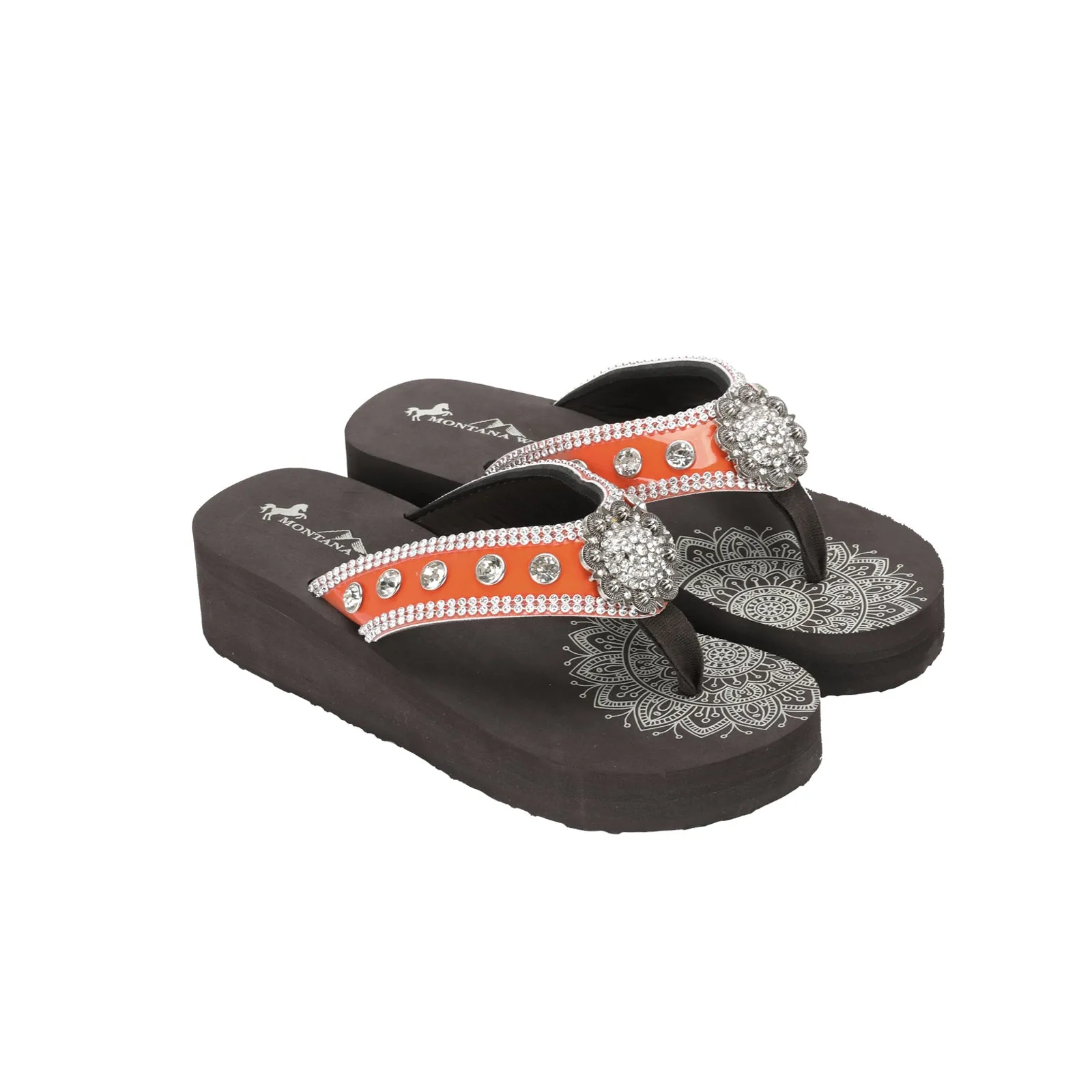 SE112-S001 Montana West Crystal Studs Flip Flops By Case (16 PAIRS/BOX)