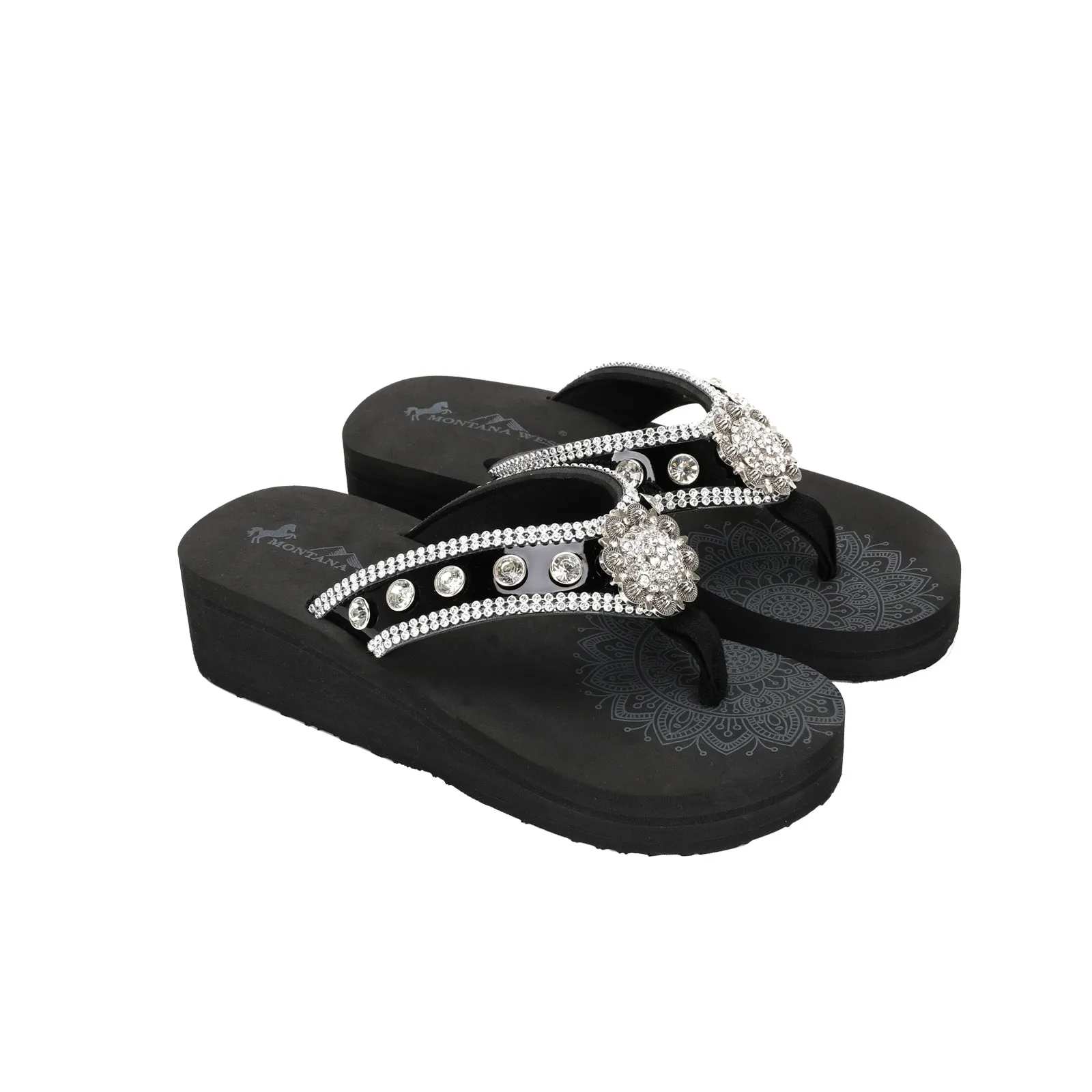 SE112-S001 Montana West Crystal Studs Flip Flops By Case (16 PAIRS/BOX)