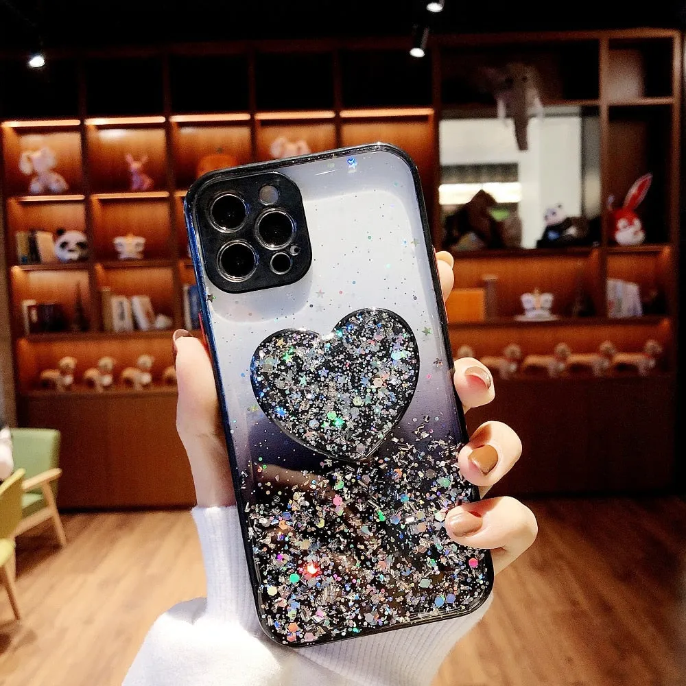 Sequins Glitter Case with Love Stand for iPhone