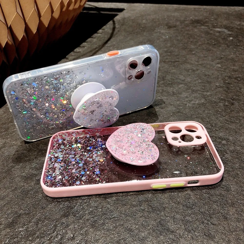 Sequins Glitter Case with Love Stand for iPhone