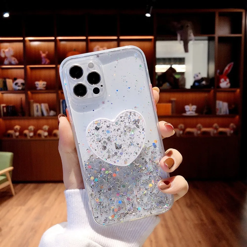 Sequins Glitter Case with Love Stand for iPhone