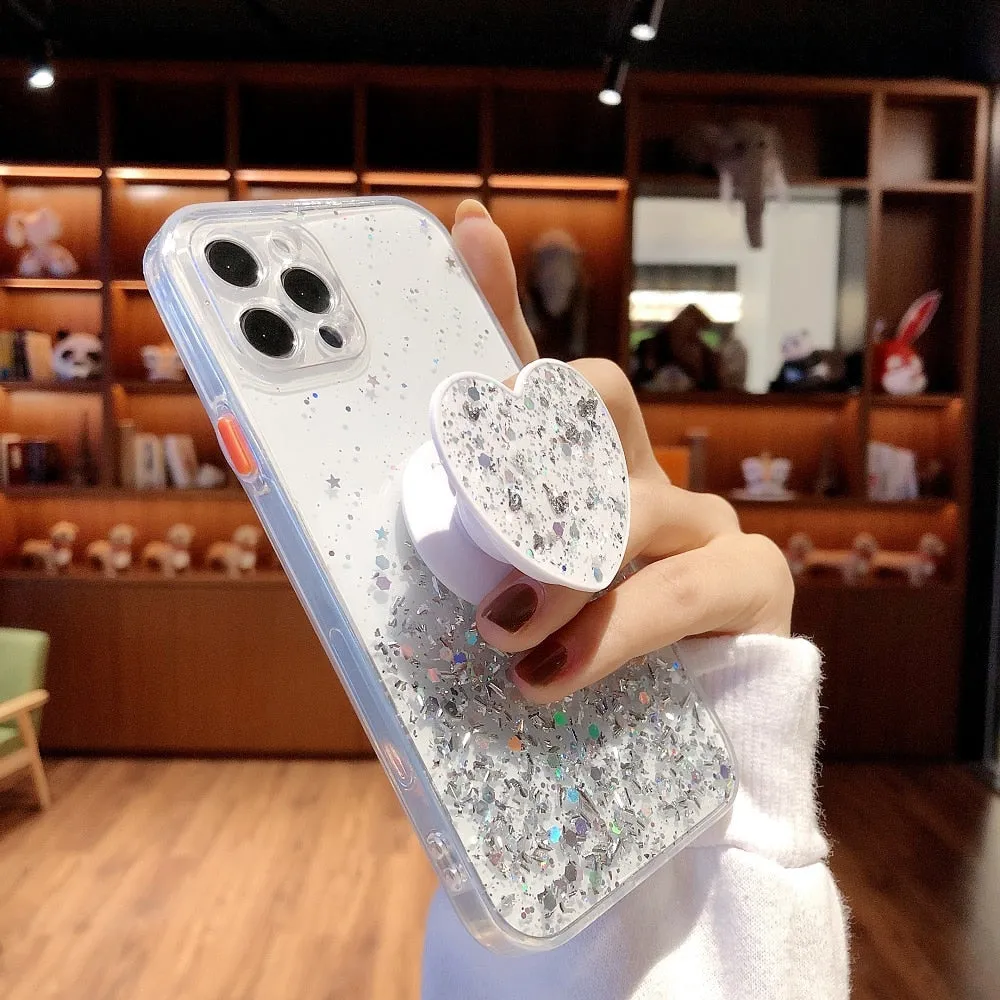 Sequins Glitter Case with Love Stand for iPhone