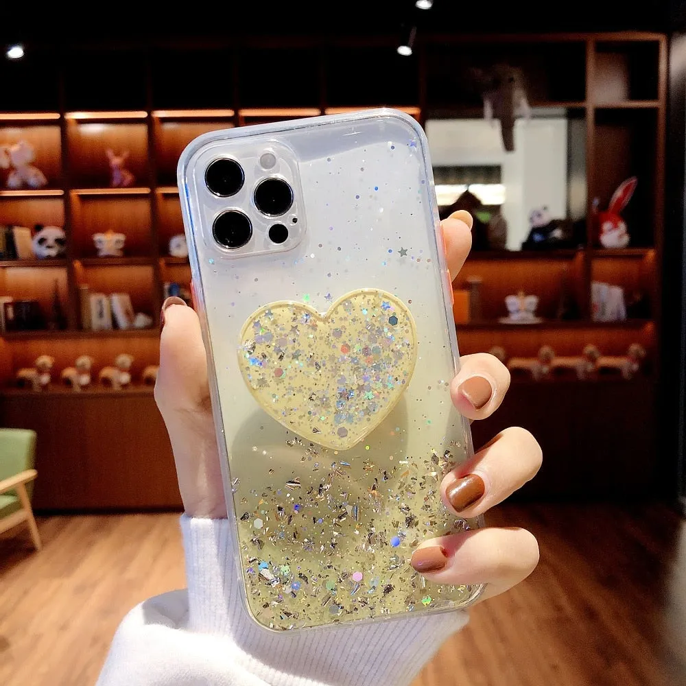 Sequins Glitter Case with Love Stand for iPhone