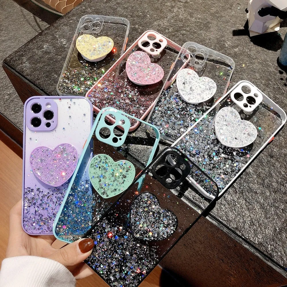 Sequins Glitter Case with Love Stand for iPhone