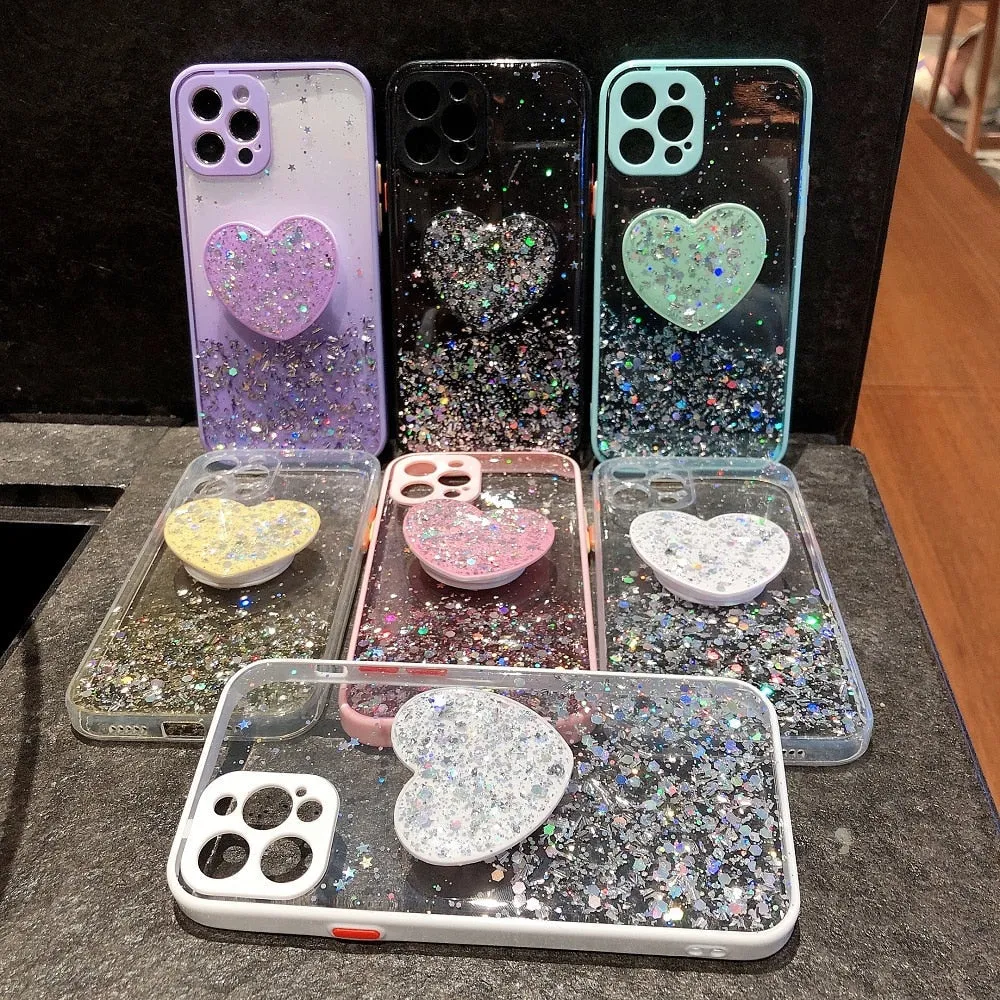 Sequins Glitter Case with Love Stand for iPhone