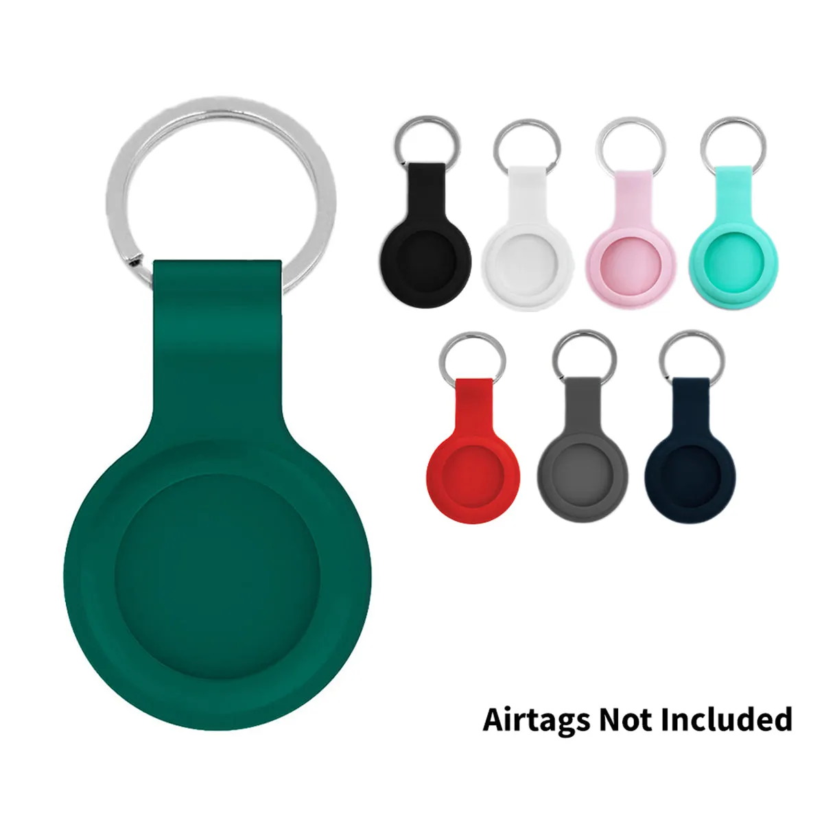 Silicone Key Ring Holder Case Cover Compatible with Apple Airtag 2021 (Teal)