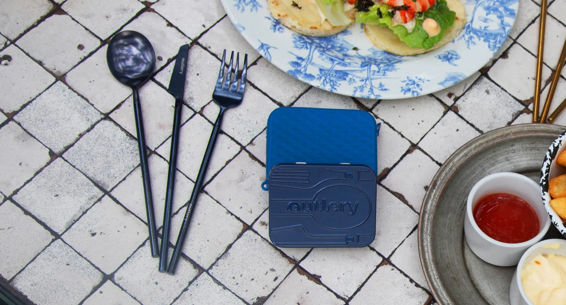 Silicone Pouch For  Travel Cutlery (Thunder) - A Silicone Pocket To Protect