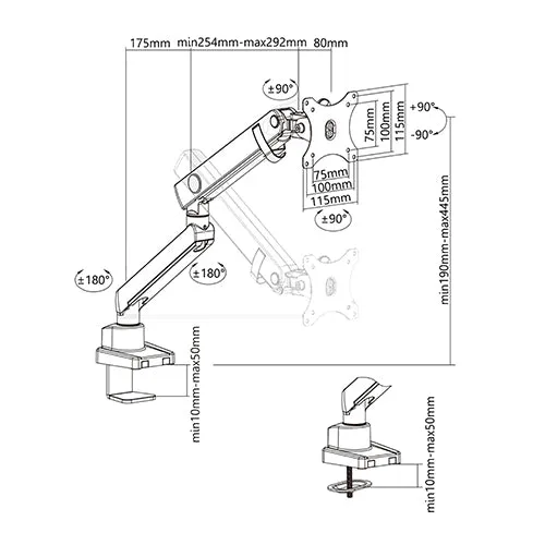 Single Monitor Counter Balance Steel Monitor Arm - SH20 C012 (Fits Most 17" ~ 32")